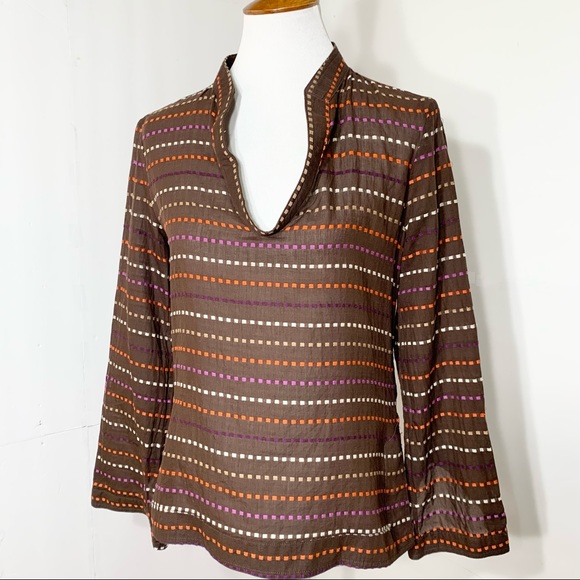 SOLD-Tory Burch Embroidered Pullover V Neck Boho Tunic - Picture 7 of 10